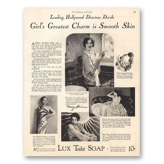 1926 Lux Soap Girls Greatest Charm In Smooth Skin Vintage Magazine Print Ad