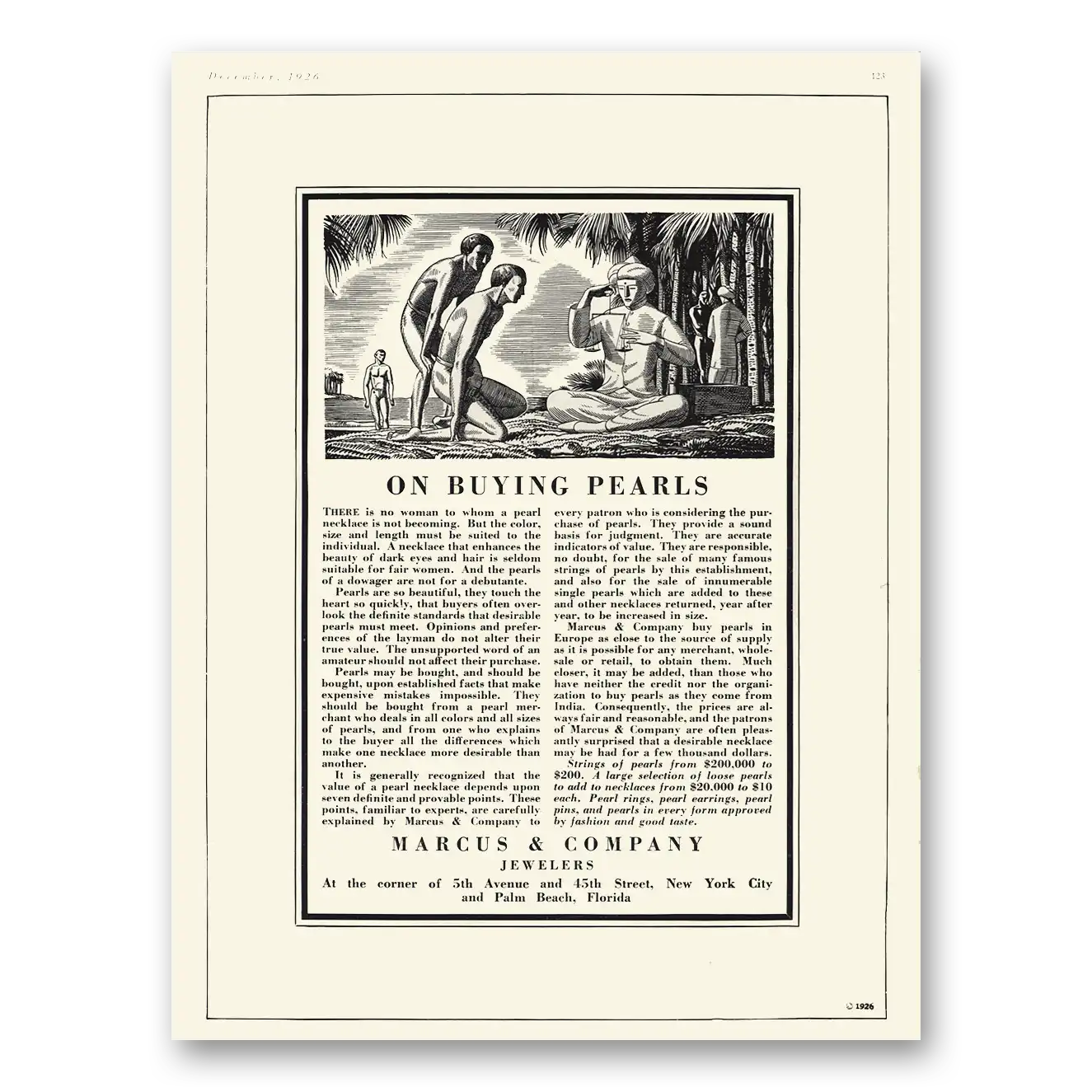 1926 Marcus & Company Jewelers On Buying Pearls Vintage Magazine Print Ad