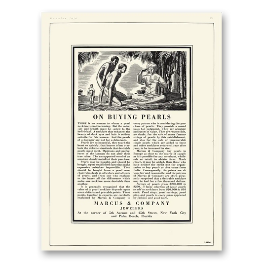 1926 Marcus & Company Jewelers On Buying Pearls Vintage Magazine Print Ad