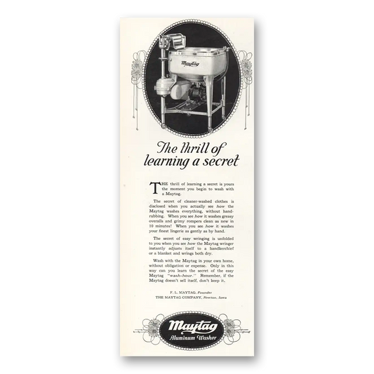 1926 Maytag Aluminum Washer Thrill of Learning a Secret Vintage Magazine Print Ad