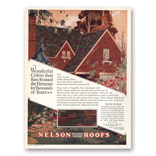 1926 Nelson Master Shake Roofs Wonderful Colors Resisted Elements Vintage Magazine Print Ad