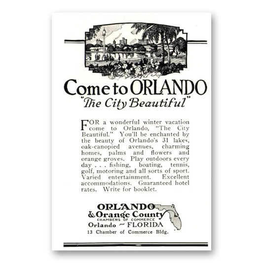 1926 Orlando Florida City Beautiful Vintage Magazine Print Ad