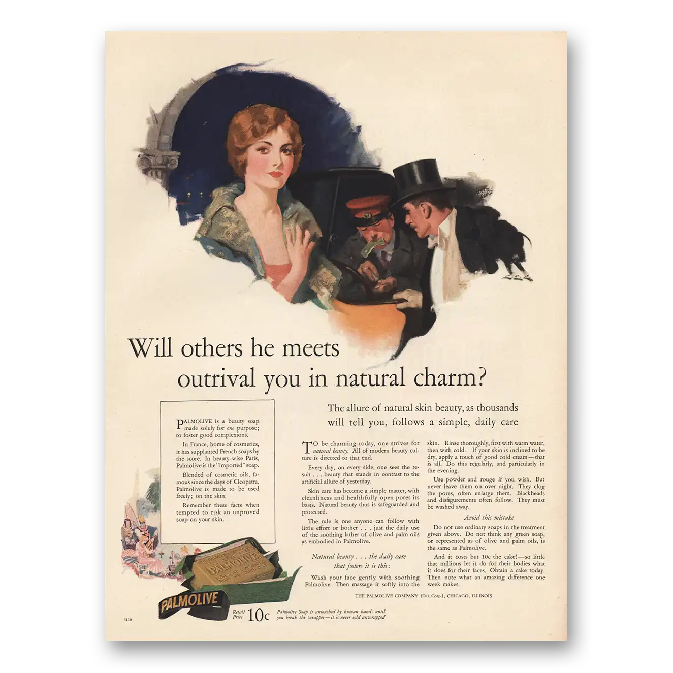 1926 Palmolive Soap Outrival You In Natural Charm Vintage Magazine Print Ad