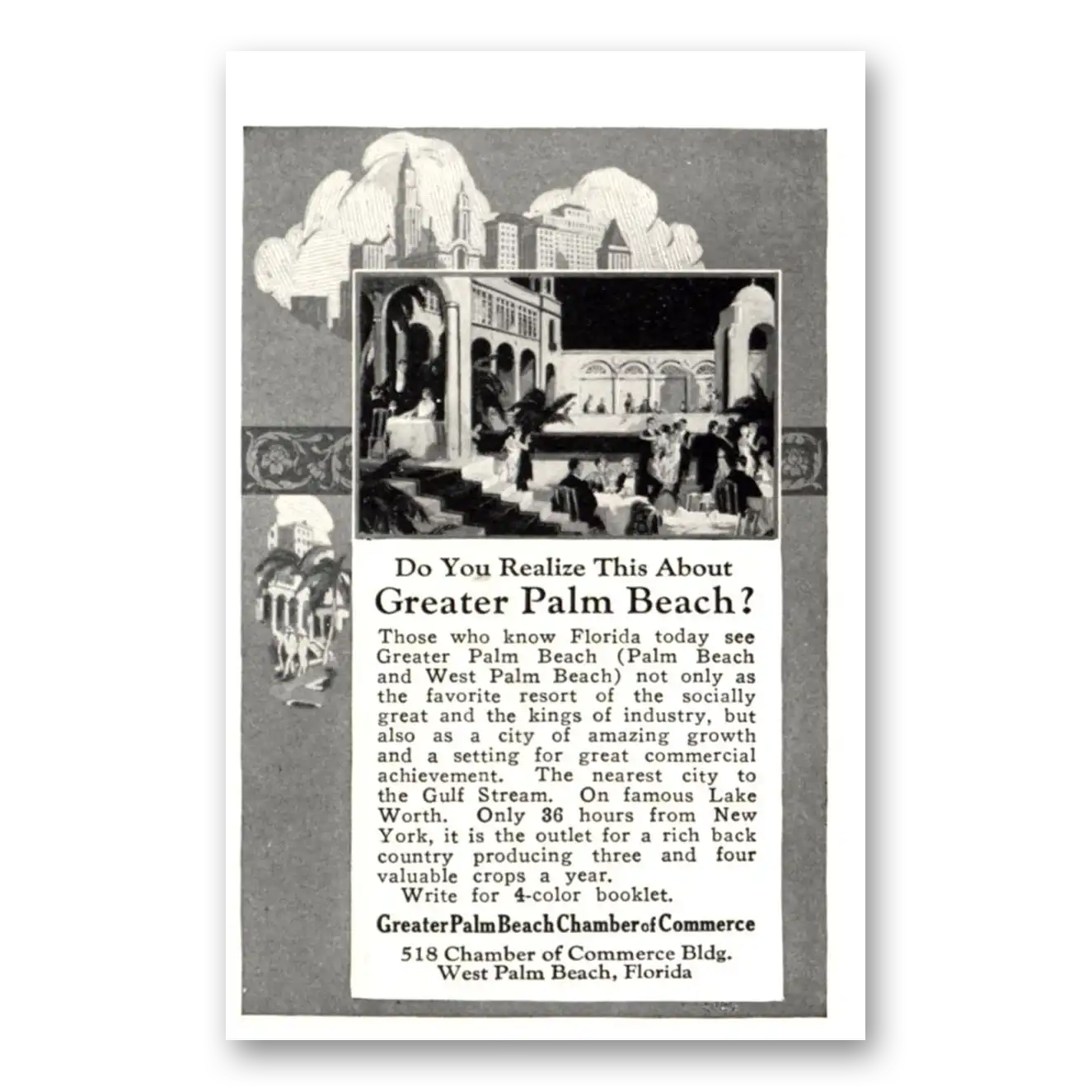 1926 Palm Beach Florida Do You Realize This Vintage Magazine Print Ad