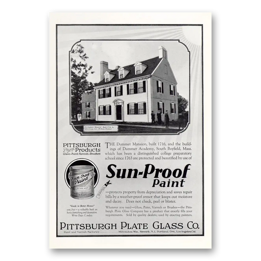 1926 PPG Pittsburgh Plate Glass Dummer Mansion Vintage Magazine Print Ad