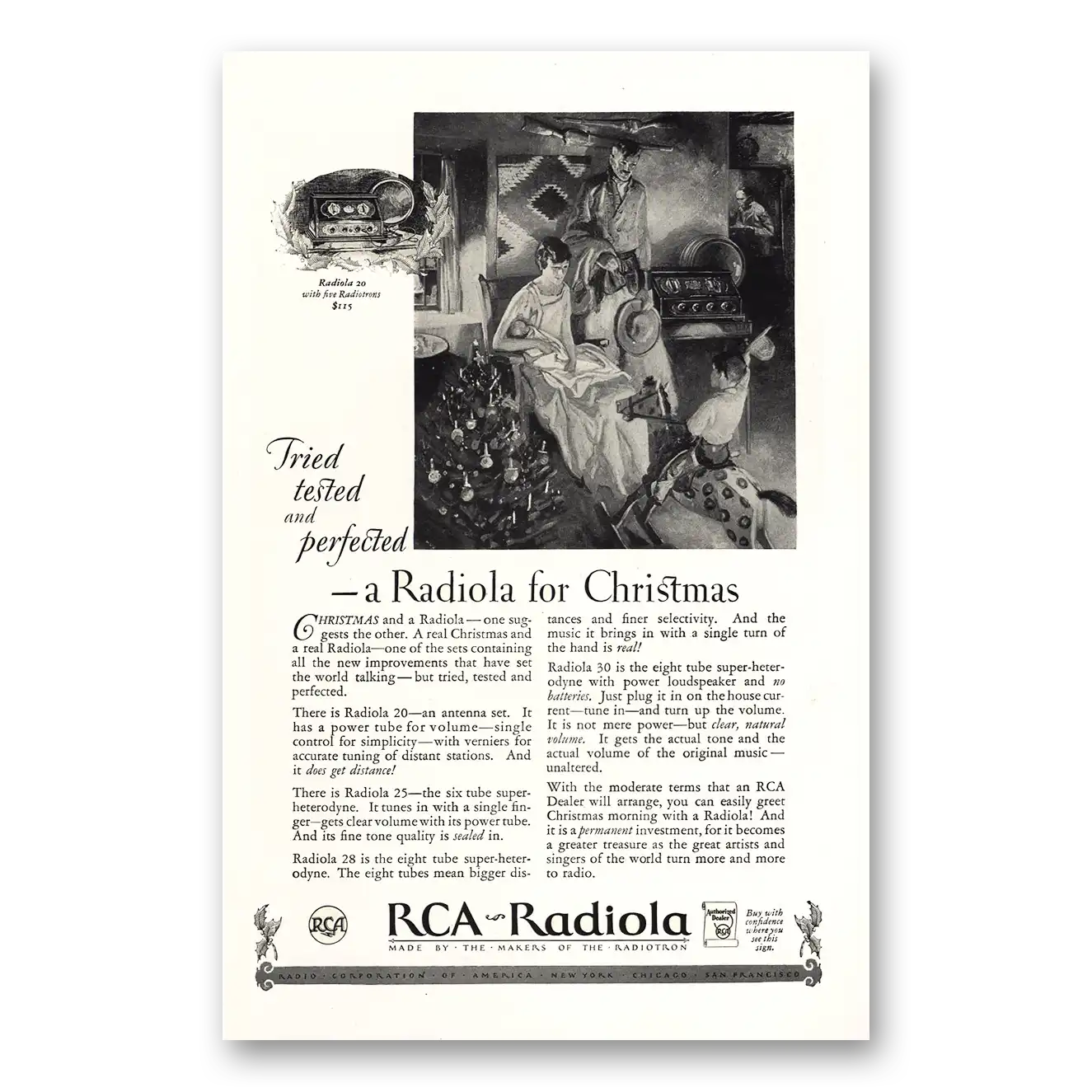 1926 RCA Radiola Christmas Vintage Magazine Print Ad