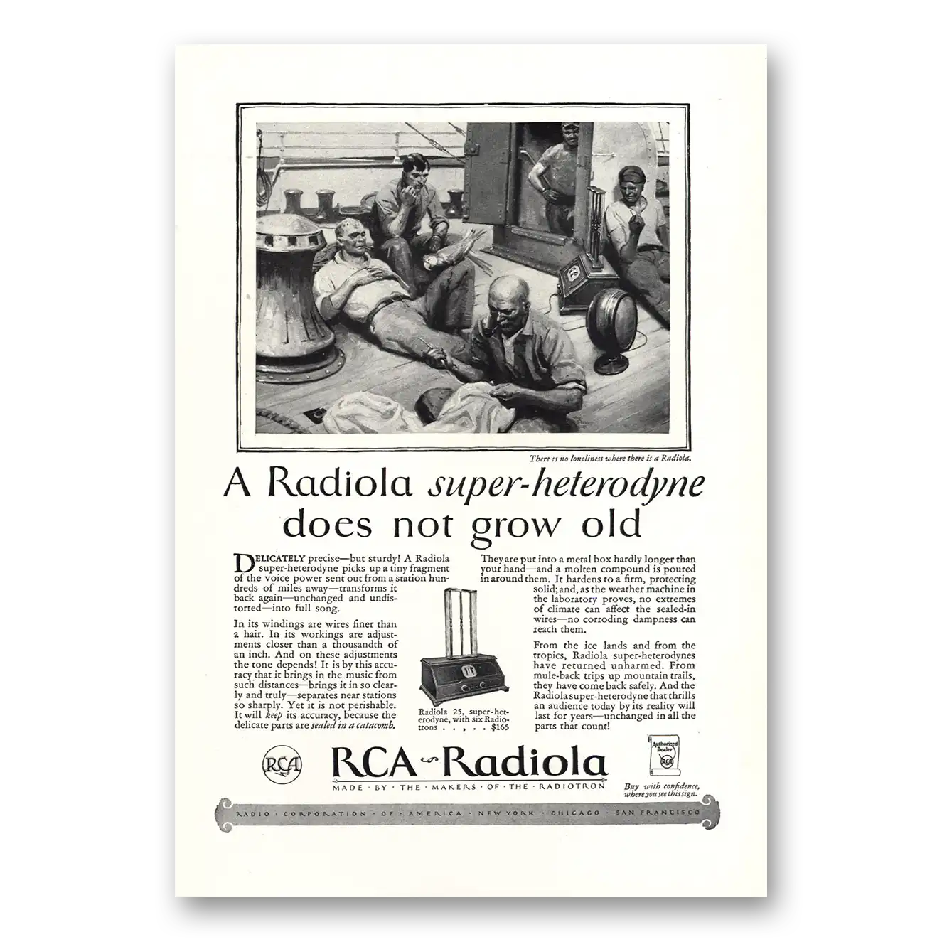 1926 RCA Radiola Super Heterodyne Does Not Grow Old Vintage Magazine Print Ad