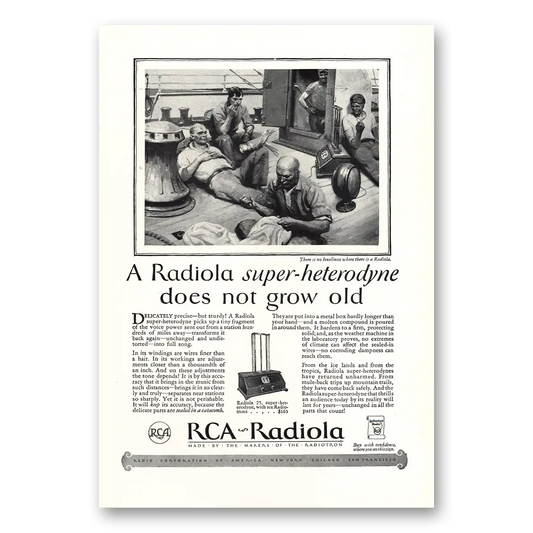 1926 RCA Radiola Super Heterodyne Does Not Grow Old Vintage Magazine Print Ad