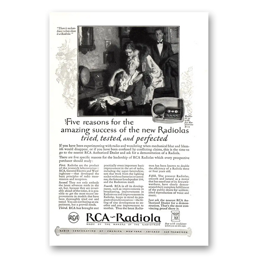 1926 RCA Radiola Radio Tried Tested and Perfected Vintage Magazine Print Ad