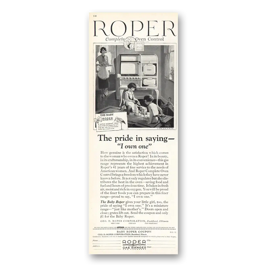 1926 Roper Gas Ranges Pride In Saying I Own One Vintage Magazine Print Ad