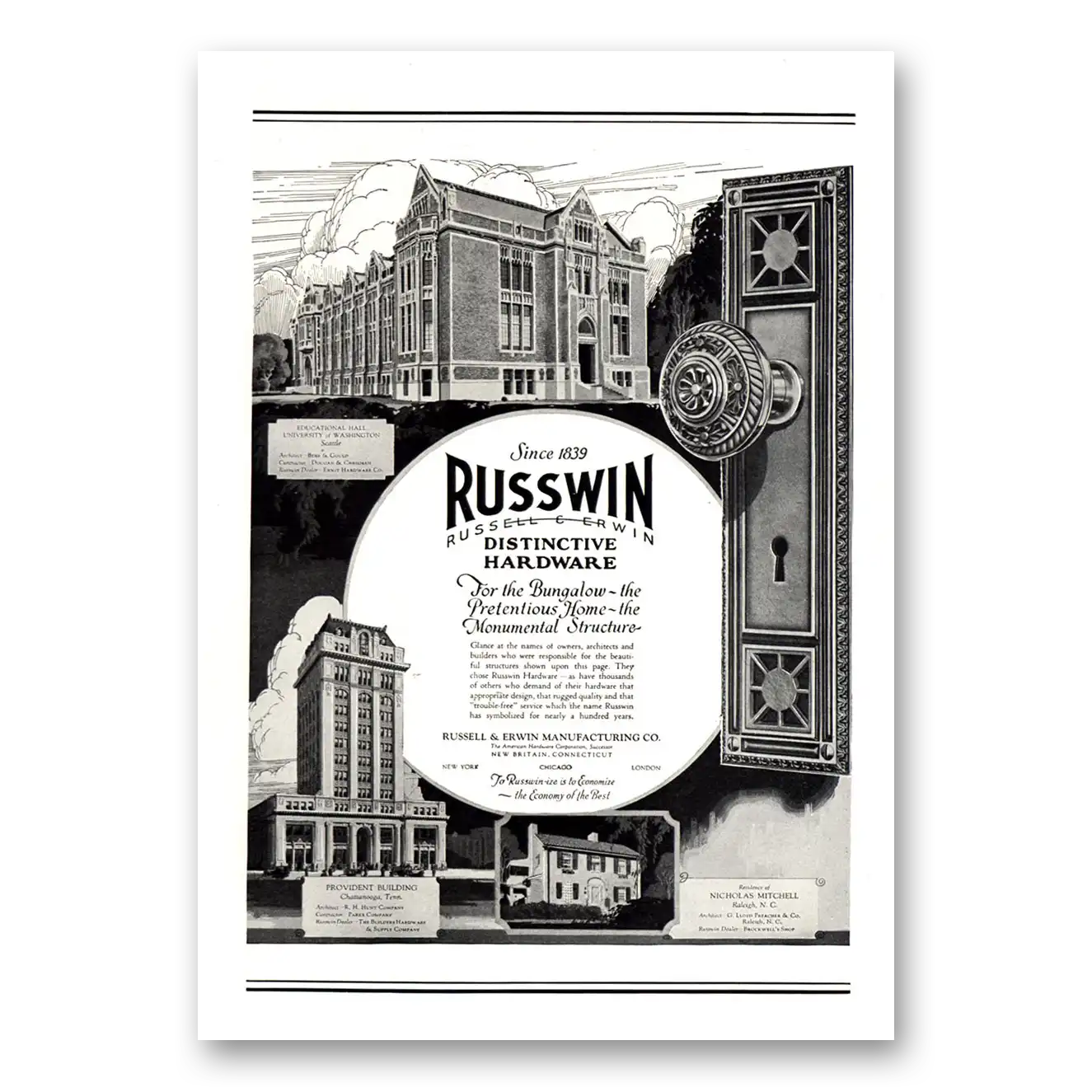 1926 Russwin Hardware For the Bungalow Pretentious Home Vintage Magazine Print Ad