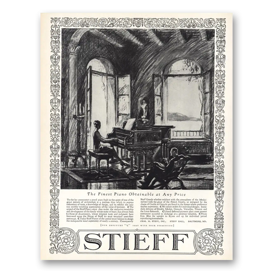 1926 Stieff Piano Obtainable at Any Price Vintage Magazine Print Ad