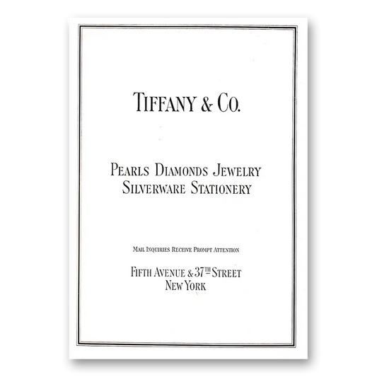 1926 Tiffany & Co Pearls Diamonds Jewelry Silverware Stationery Vintage Magazine Print Ad