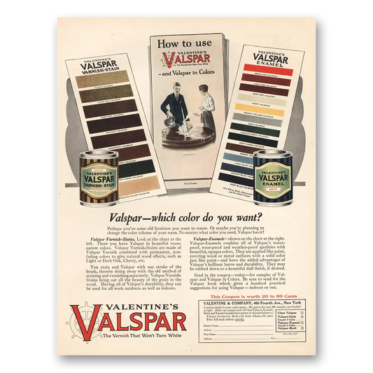 1926 Valspar Finishes Which Color Do You Want Vintage Magazine Print Ad