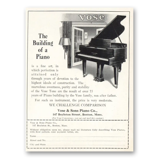 1926 Vose Piano Building of Piano Vintage Magazine Print Ad