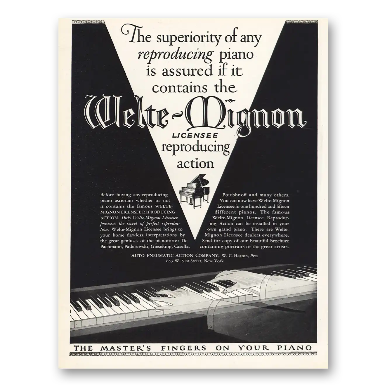 1926 Welte Mignon Reproducing Piano Welte Mignon Vintage Magazine Print Ad