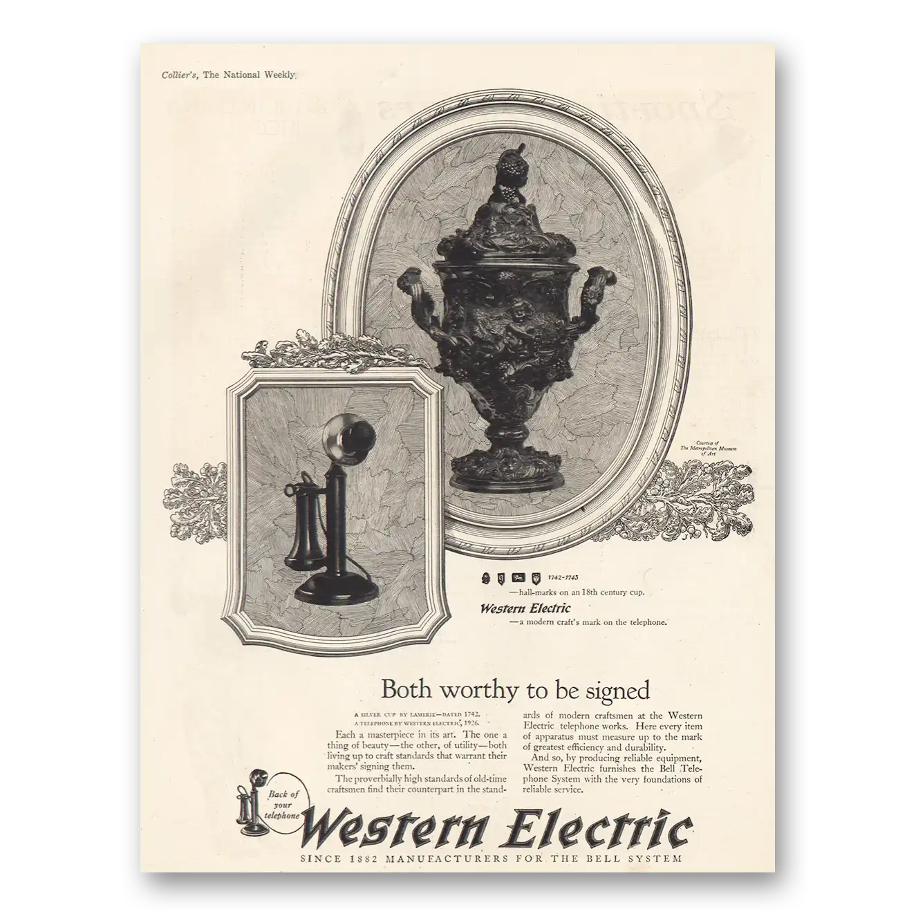 1926 Western Electric Both Worthy to Be Signed Vintage Magazine Print Ad