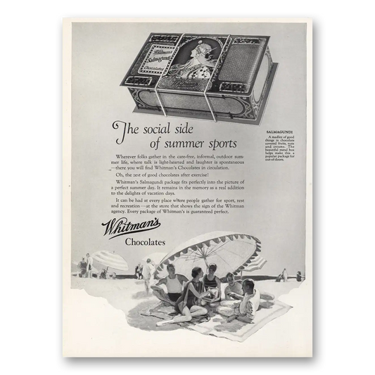 1926 Whitmans Chocolates Social Side of Summer Sports Vintage Magazine Print Ad