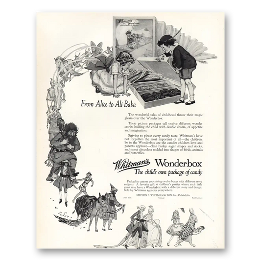 1926 Whitmans Chocolates Wonderbox From Alice to Ali Baba Vintage Magazine Print Ad