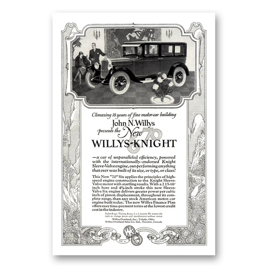 1926 Willys Knight Climaxing 18 Years of Fine Motor Car Building Vintage Magazine Print Ad