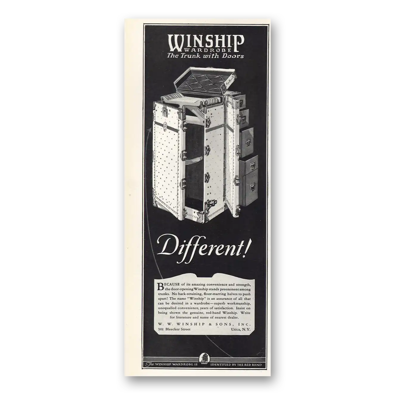 1926 Winship Luggage Wardrobe The Trunk With Doors Vintage Magazine Print Ad