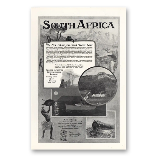 1927 South Africa All the Year Round Travel Land Vintage Magazine Print Ad