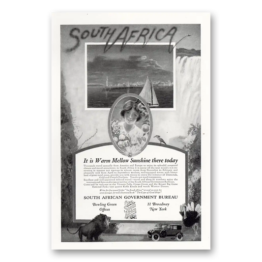 1927 South Africa Warm Mellow Sunshine Vintage Magazine Print Ad