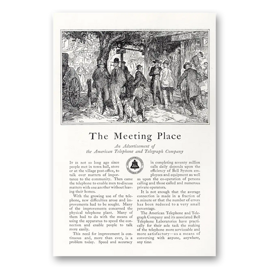 1927 American Telephone Meeting Place Vintage Magazine Print Ad