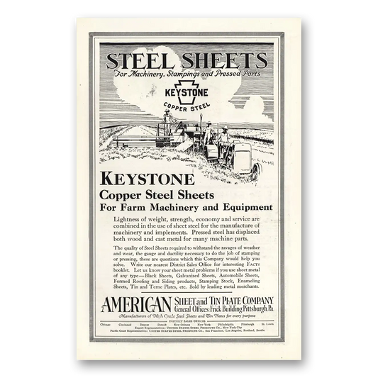 1927 Keystone Copper Steel Farm Machinery and Equipment Vintage Magazine Print Ad