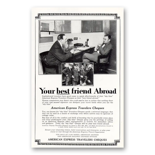 1927 American Express Your Best Friend Abroad Vintage Magazine Print Ad