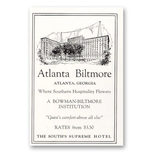 1927 Atlanta Biltmore Hotel Southern Hospitality Flowers Vintage Magazine Print Ad