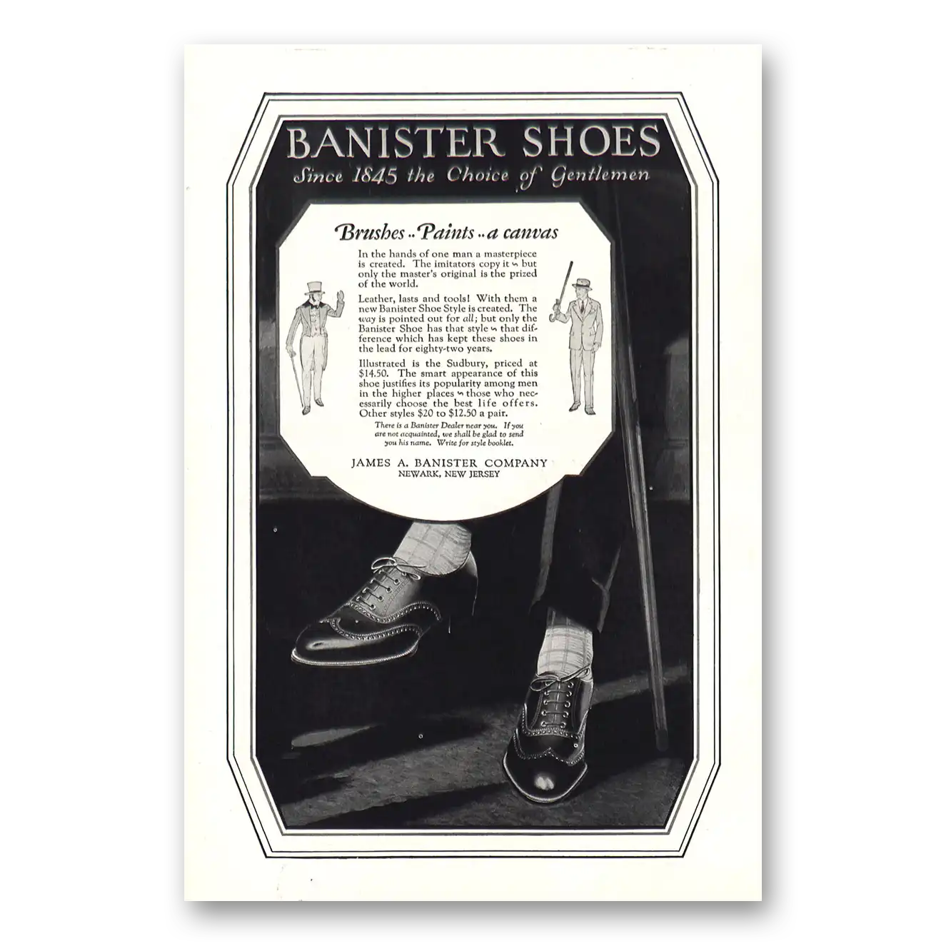 1927 Banister Shoes Since 1845 Choice of Gentlemen Vintage Magazine Print Ad