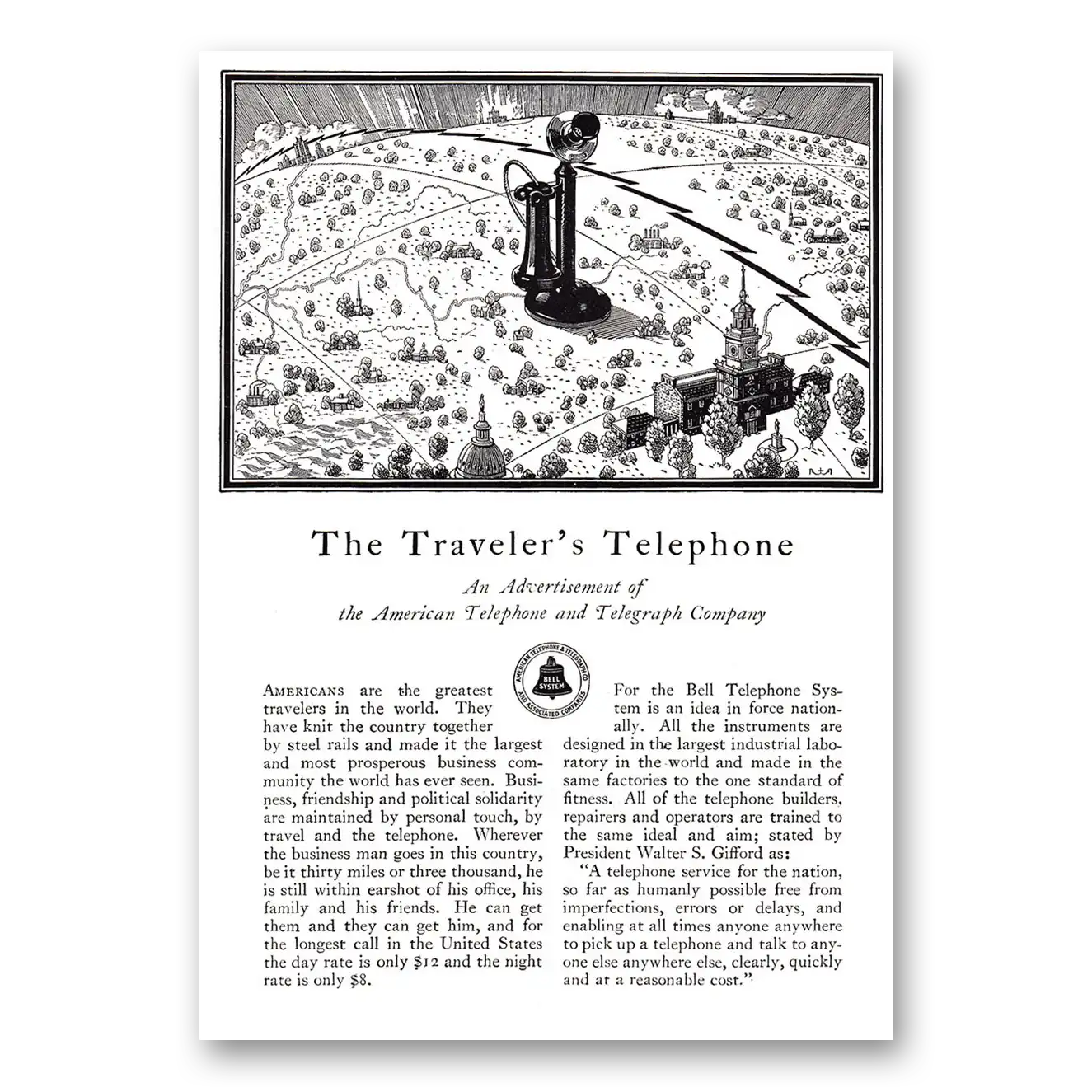 1927 American Telephone Travelers Telephone Vintage Magazine Print Ad