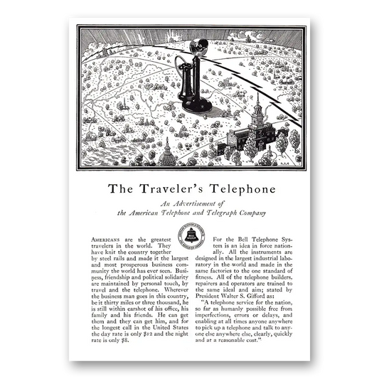 1927 American Telephone Travelers Telephone Vintage Magazine Print Ad