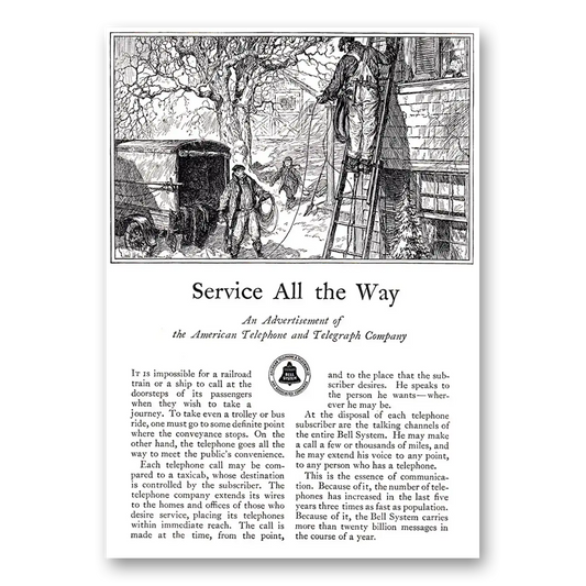 1927 American Telephone Service All the Way Vintage Magazine Print Ad