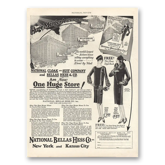 1927 National Bellas Hess Co One Huge Store Vintage Magazine Print Ad