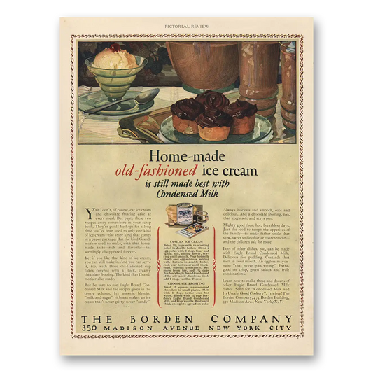 1927 Borden Old Fashioned Ice Cream Vintage Magazine Print Ad