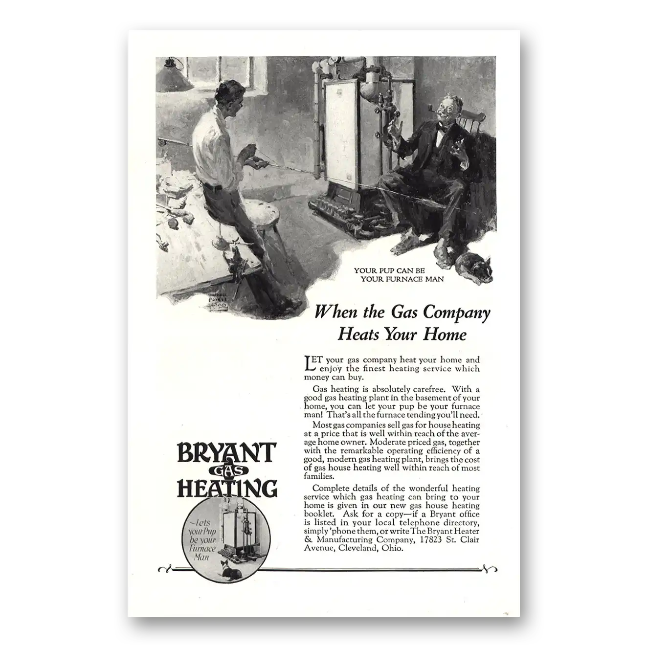 1927 Bryant Gas Heating Gas Company Heats Your Home Vintage Magazine Print Ad