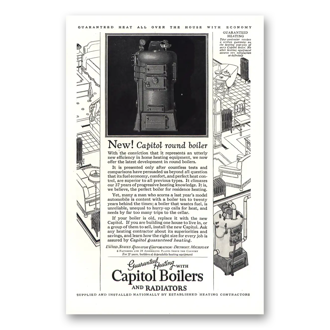 1927 Capitol Boilers Conviction That It Represents Vintage Magazine Print Ad