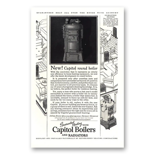 1927 Capitol Boilers Conviction That It Represents Vintage Magazine Print Ad