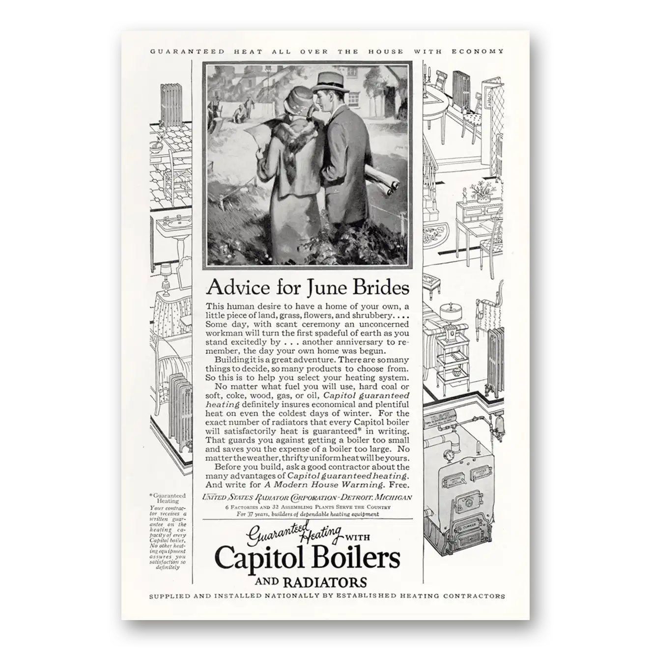 1927 Capitol Boilers Advice for June Brides Vintage Magazine Print Ad