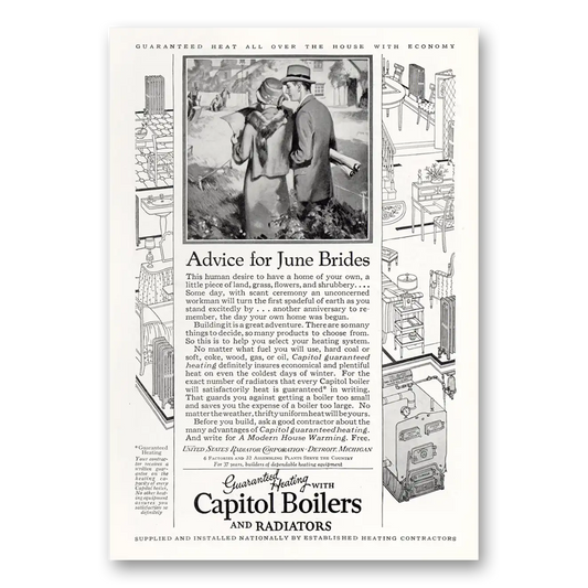 1927 Capitol Boilers Advice for June Brides Vintage Magazine Print Ad