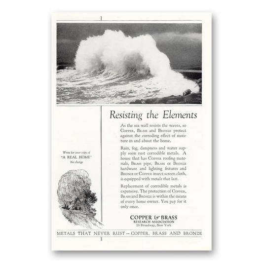 1927 Copper & Brass Resisting the Elements Vintage Magazine Print Ad