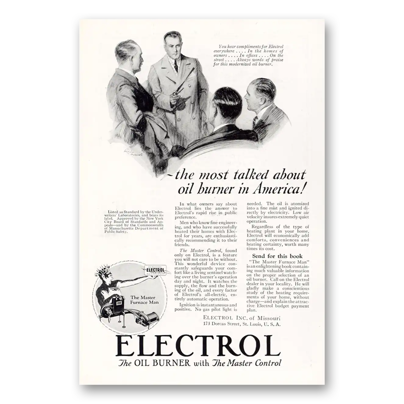 1927 Electrol Oil Burner Most Talked About Oil Burner In America Vintage Magazine Print Ad