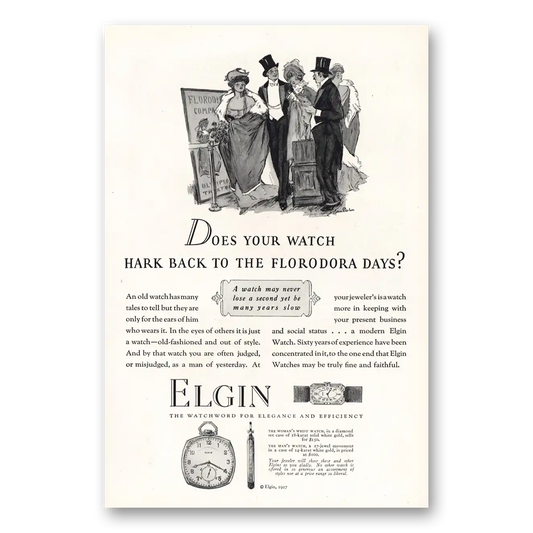 1927 Elgin Watch Hark Back to the Florodora Days Vintage Magazine Print Ad