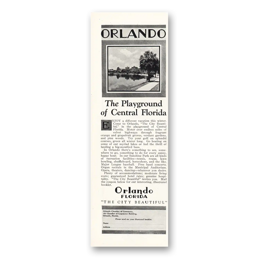 1927 Orlando Florida Playground Central Florida Vintage Magazine Print Ad