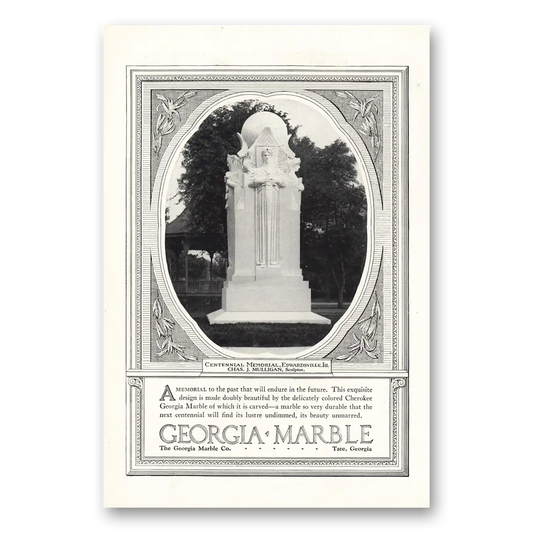 1927 Georgia Marble Centennial Memorial Edwardsville Vintage Magazine Print Ad