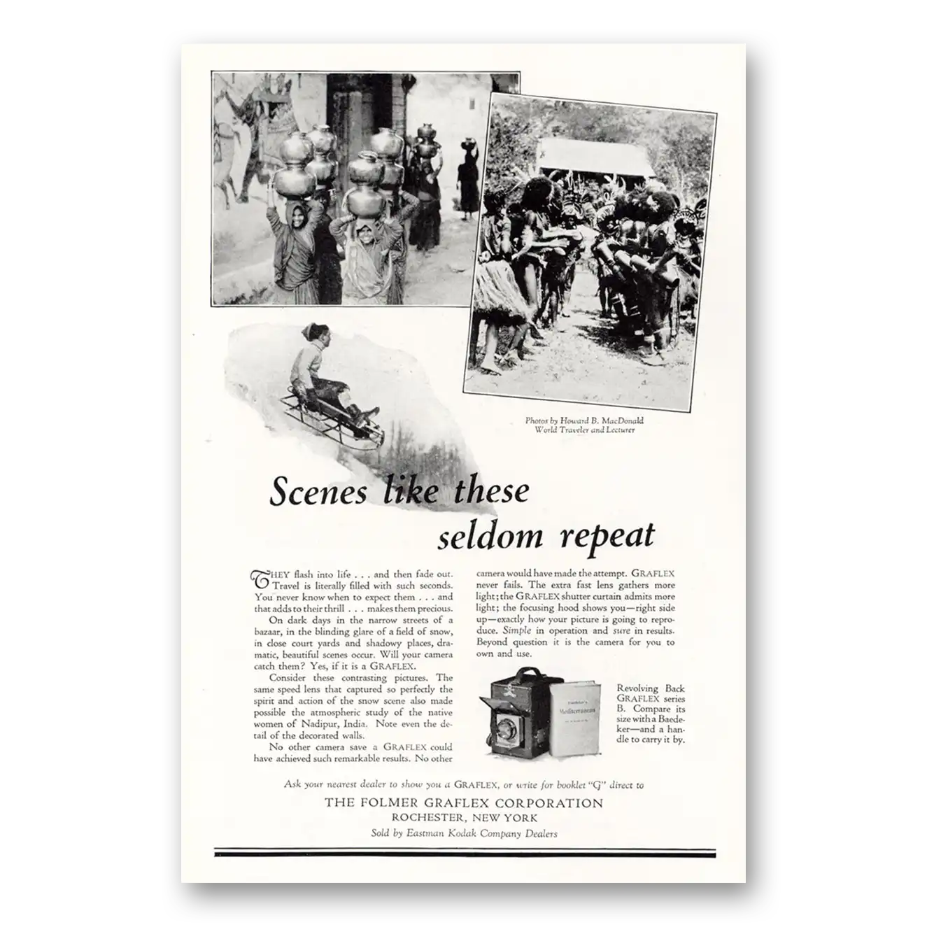 1927 Graflex Cameras Folmer Graflex Scenes Like These Seldom Repeat Vintage Magazine Print Ad