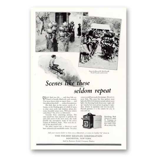 1927 Graflex Cameras Folmer Graflex Scenes Like These Seldom Repeat Vintage Magazine Print Ad