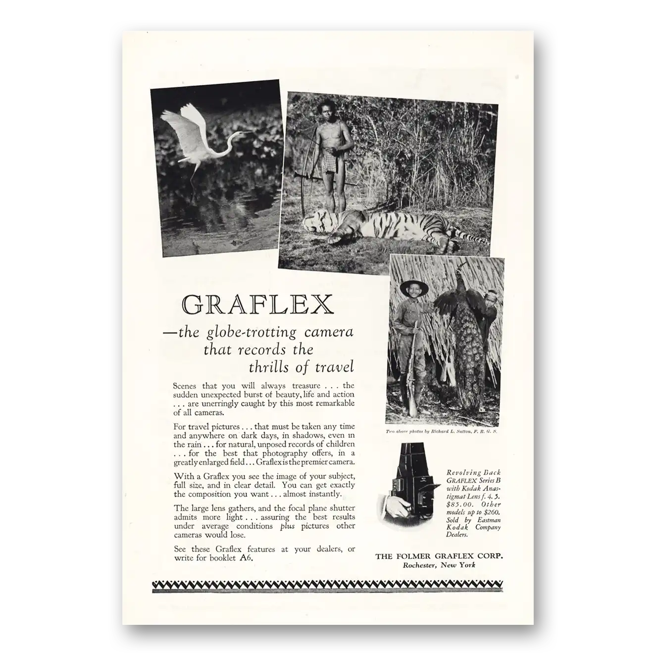 1927 Graflex Cameras Globe Trotting Camera That Records Vintage Magazine Print Ad